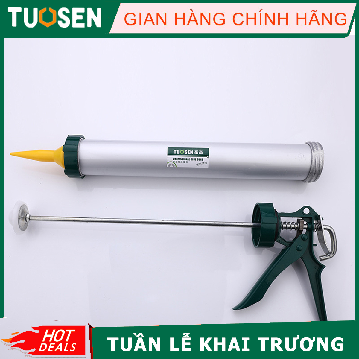 Súng bơm keo mềm, Súng bắn keo SIKA, Dụng cụ bơm keo Silicon - Loại có bình - Tuosen