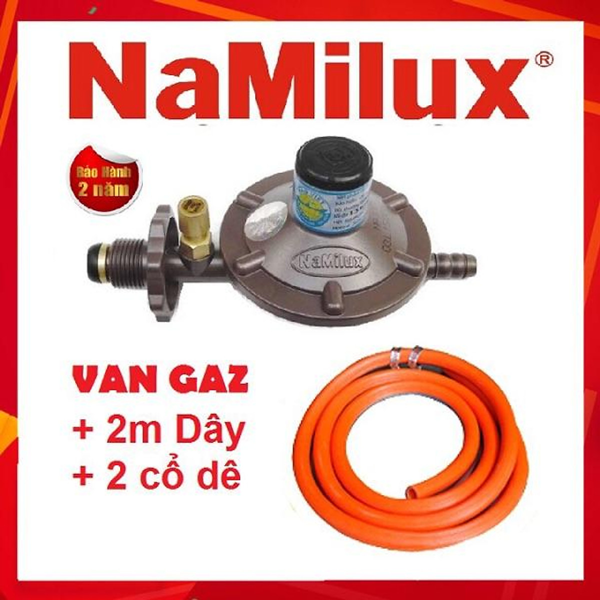Van gas tự động an toàn chính hãng namilux +dây gas 1.5m + cổ dê, dây kẽm chống chuột cắn, dây cao su 3 lớp