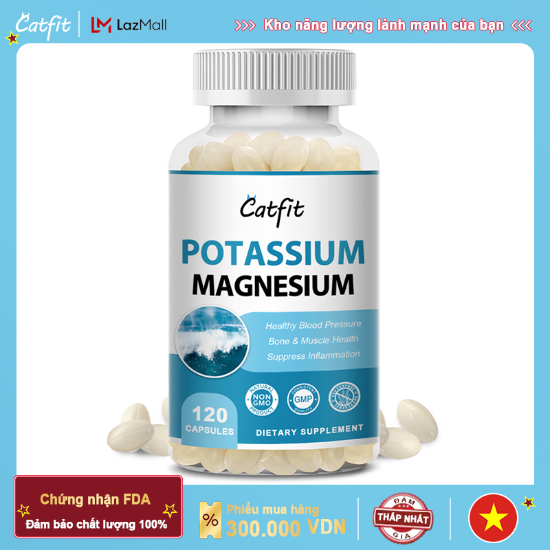 Magnesium potassium capsule dietary supplement with natural potassium