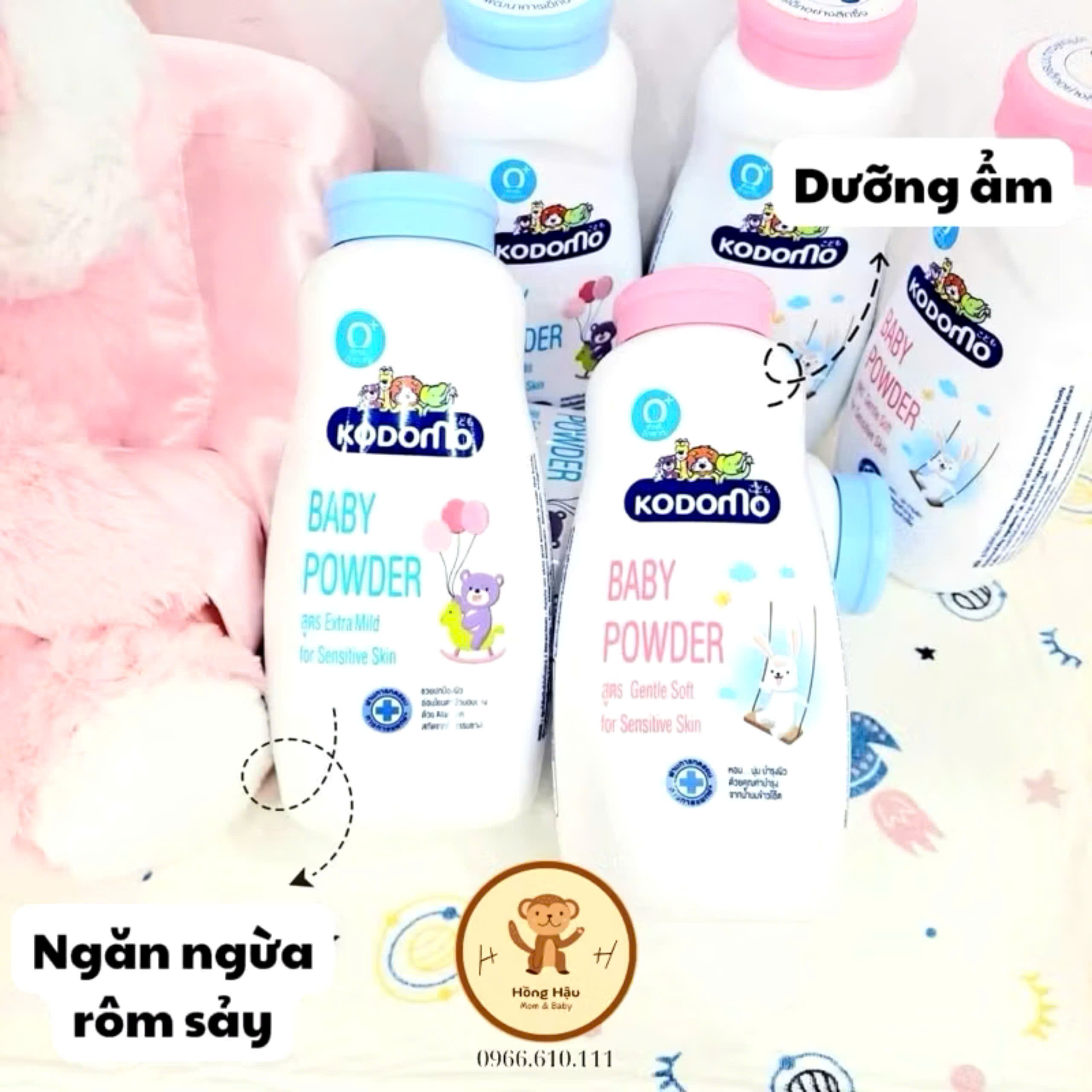 Phấn Em Bé KODOMO Thái Lan Baby Powder Ngừa Rôm Sẩy Dưỡng Ẩm 160g