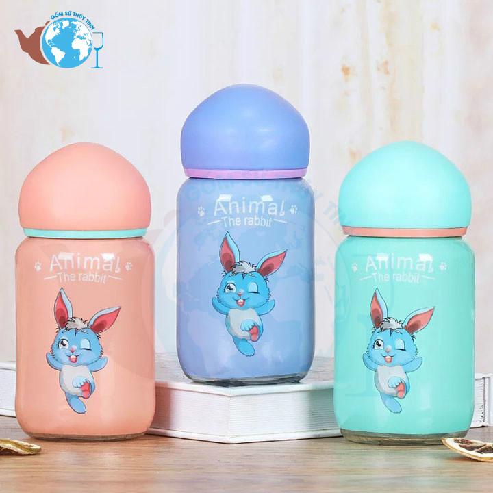 (XẢ KHO) Bình đựng nước thủy tinh hình con thỏ dễ thương (DEAL SỐC)