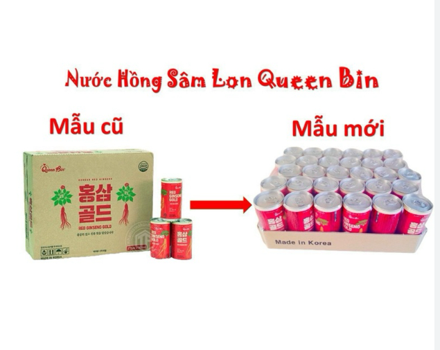 Nước Tăng Lực Hồng Sâm Hàn Quốc Queen Bin 175ml x 30 Lon - Nước tăng lực - Nước Giải khát bồi bổ sức khỏe - Quà tặng, quà biếu