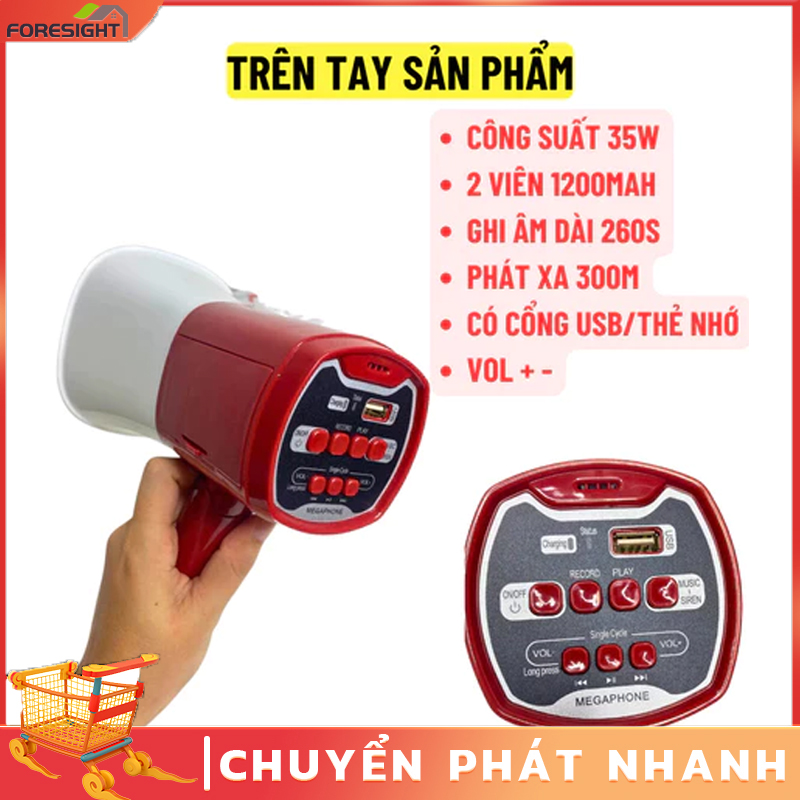 Loa Phóng Thanh Bán Hàng,Rao Vặt.Có Ghi Âm,Khe Cắm USB,Còi Báo Động