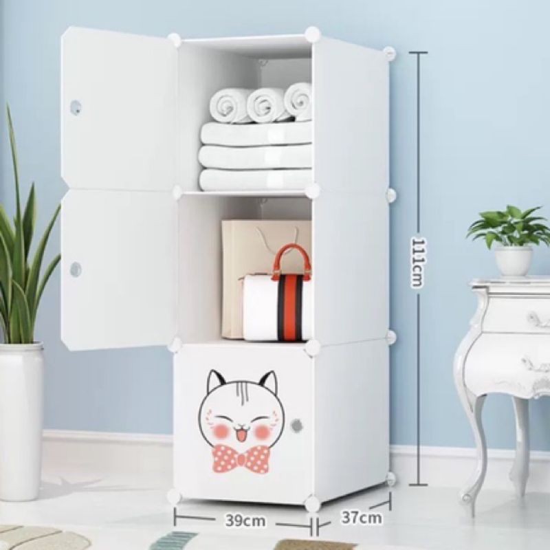 Tủ nhựa lắp ghép 3 ô đựng đồ cho bé .sâu 47 .