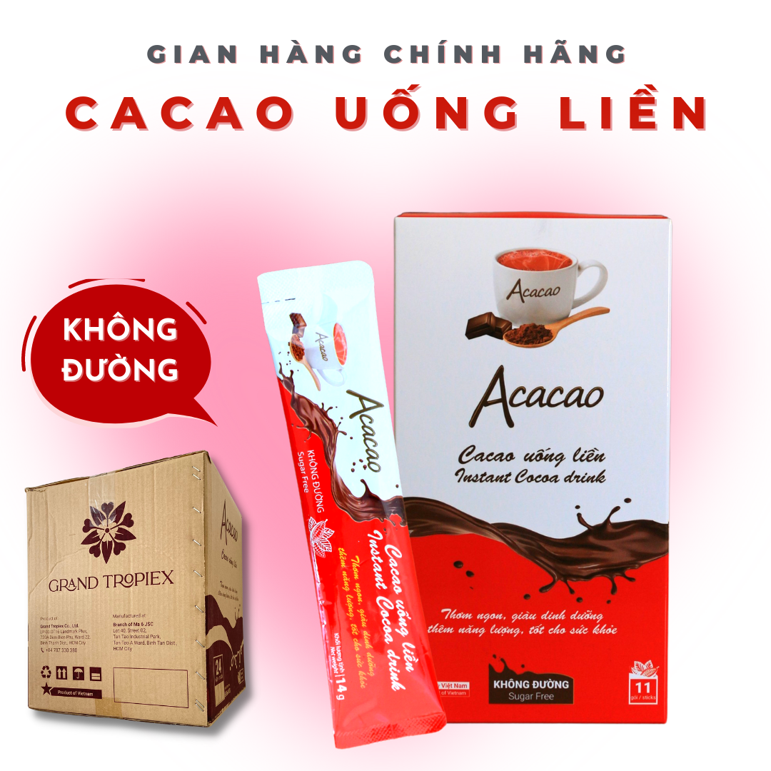 Bột cacao uống liền Không Đường ACACAO giàu dinh dưỡng