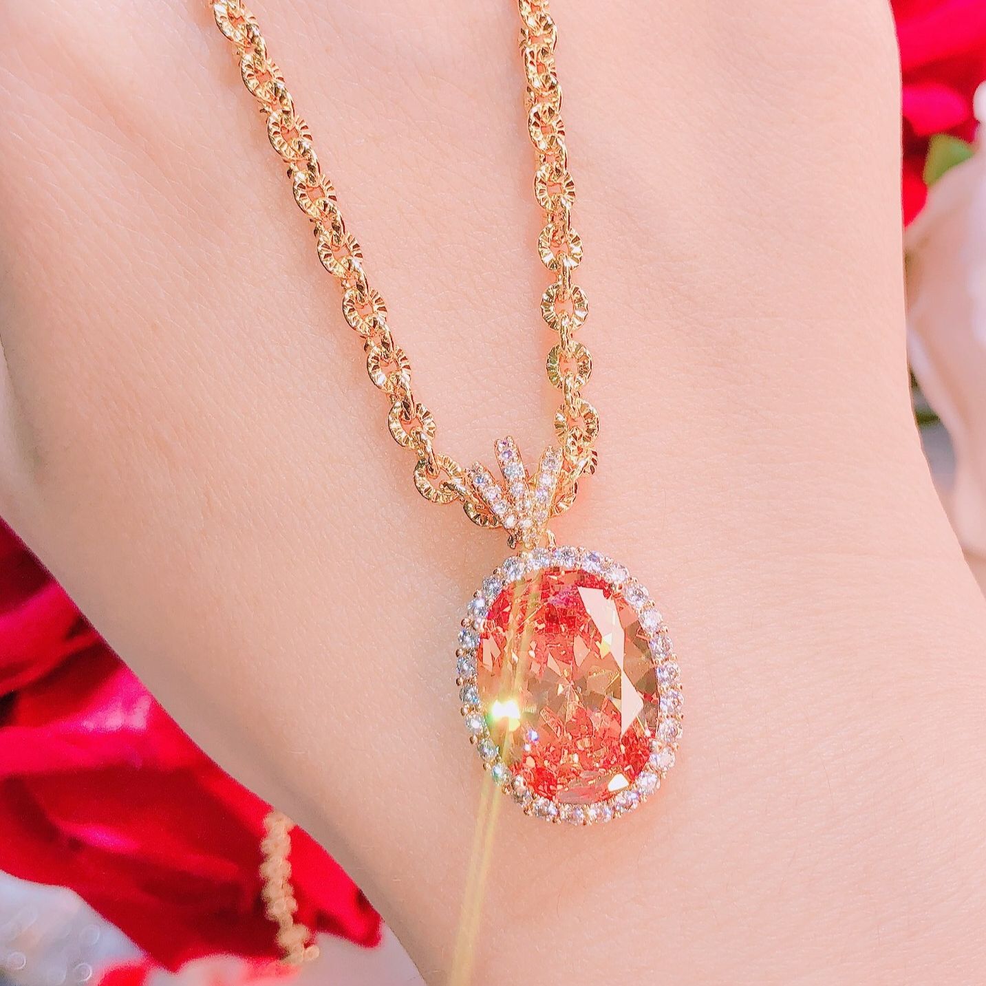 Dây chuyền nữ đẹp mạ vàng, dây chuyền mạ vàng thật cao cấp, dây chuyền vàng non, dây chuyền thời trang nữ vàng 24k, dây chuyền kim cương Trang sức  Gado DM03433 - CAM KẾT KHÔNG ĐEN