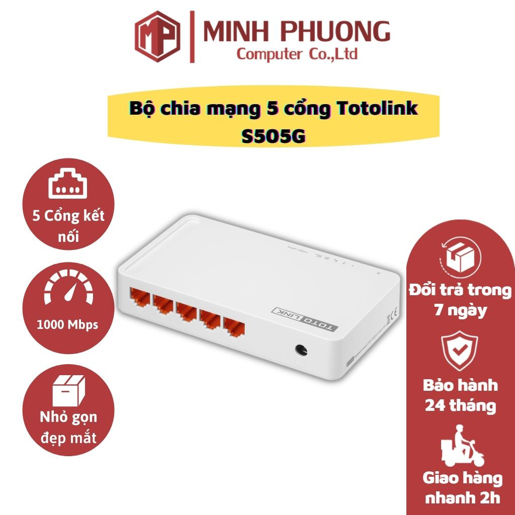 Bộ chia cổng mạng lan totolink s505g 5 cổng tốc độ 1000mbps - hàng chính hãng