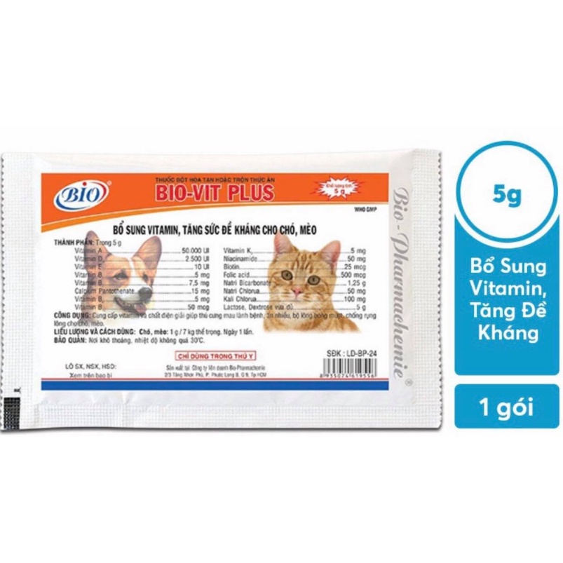 Bio-vit plus - bổ sung vitamin tăng cường sức đề kháng chó mèo 5gr