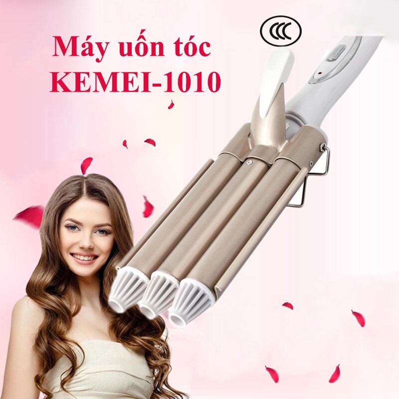 KM-1010 Máy Uốn Tóc 3 Trục Ba que cuộn trứng que uốn tóc sóng lớn tiện lợi với 3 trục uốn dùng uốn xoăn