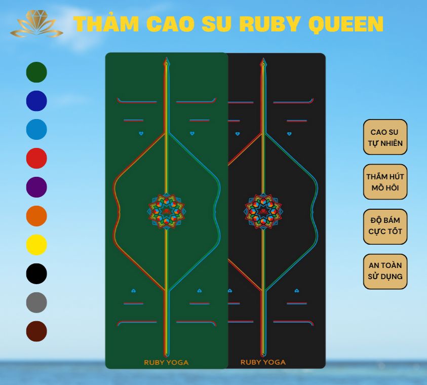 Thảm cao su ruby queen r1 - thư viện yoga - chất liệu cao su, kích thước 183cm x 68cm x 5mm