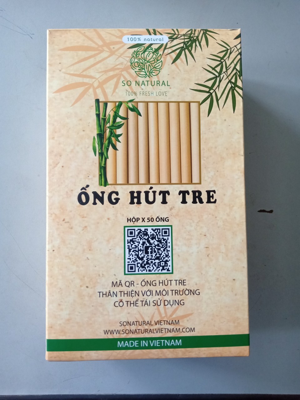 Ống hút tre - hộp 50 ống + tặng 4 que rửa
