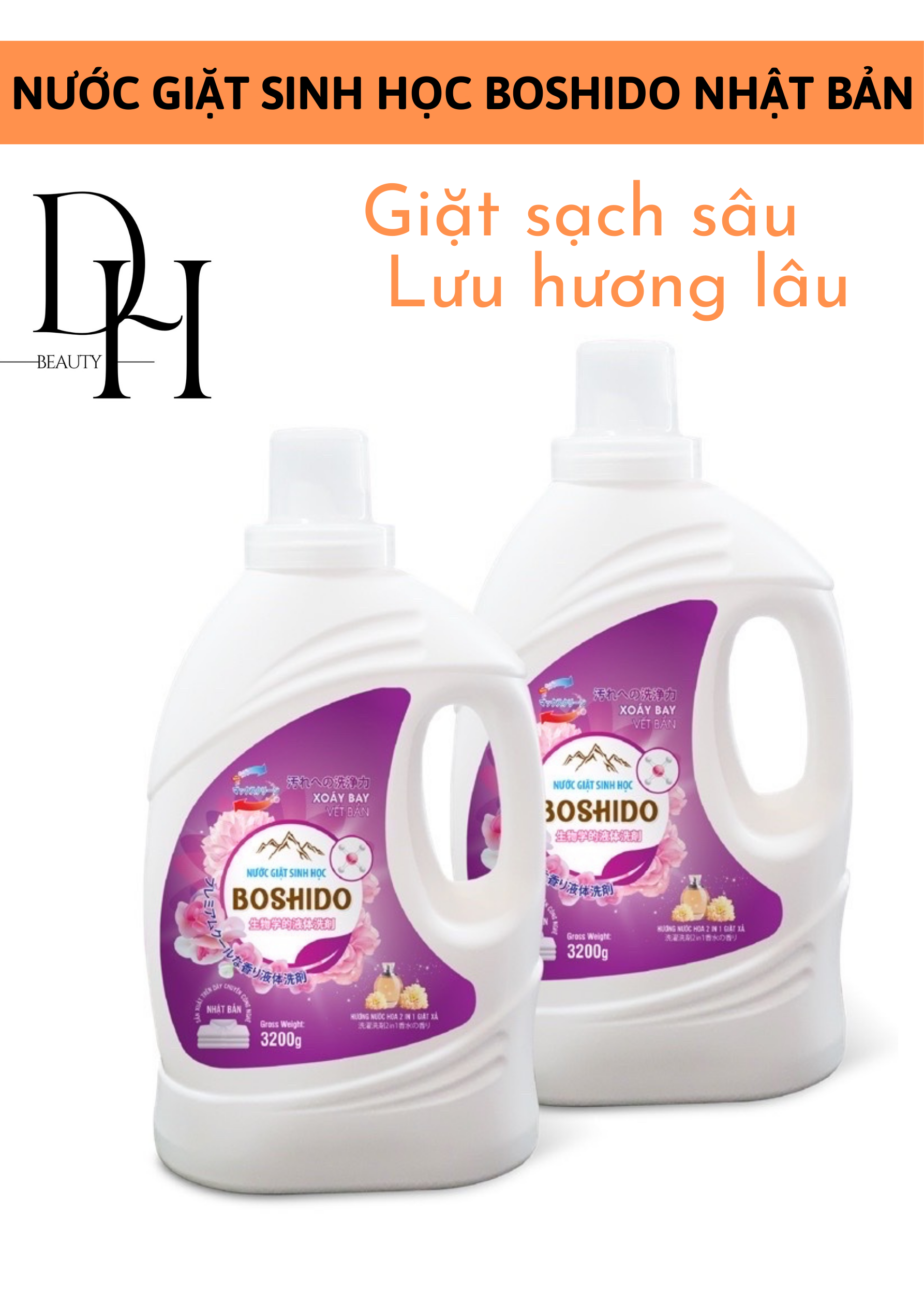 Combo 2 can nước giặt boshido - hương nước hoa- nhật bản