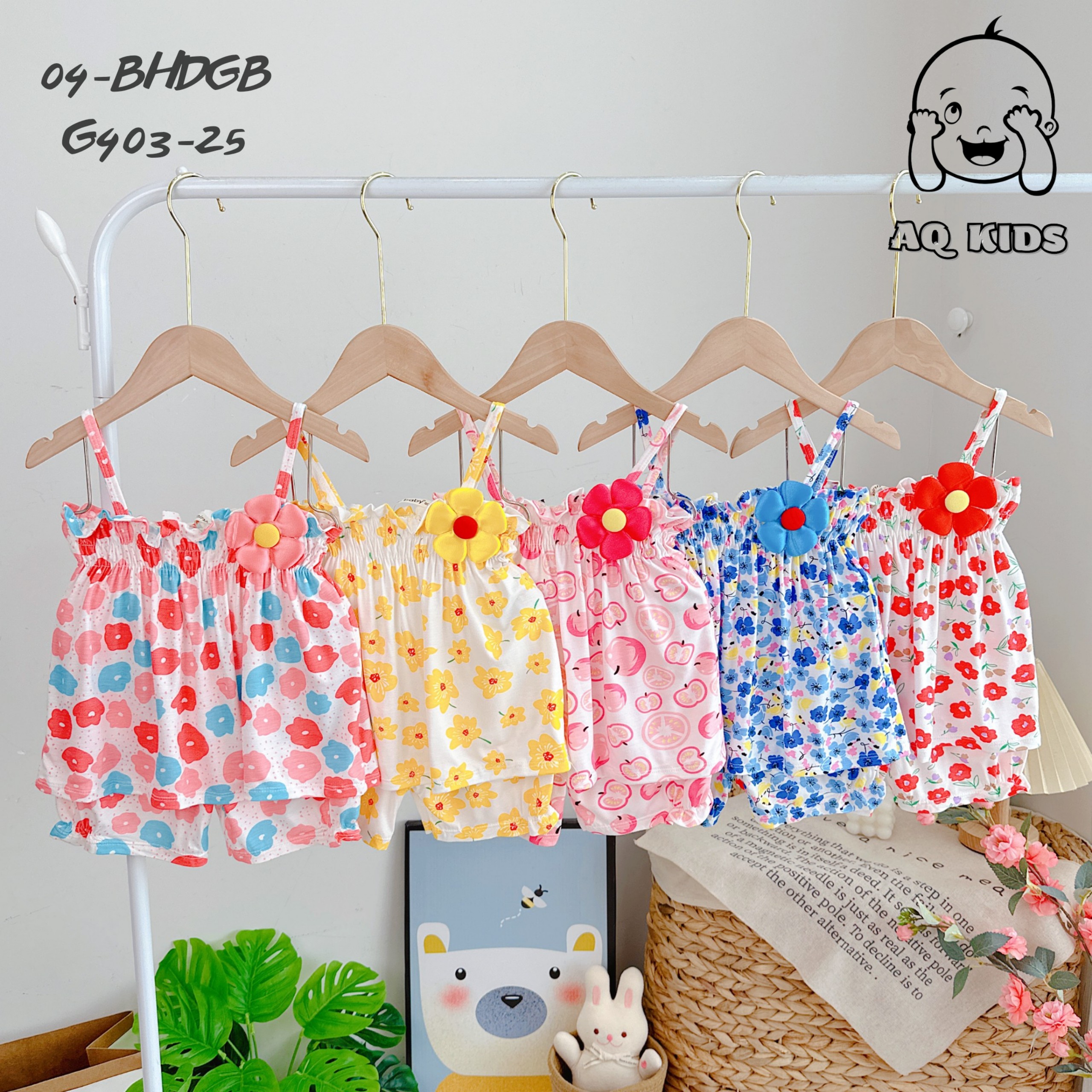 Đồ Bộ Hai Dây Bé Gái Bộ Thun Lạnh Minly Baby Cho Bé Gái 0 1 2 3 4 5 6 7 Tuổi Unibaby BHDGB & BHDGB2