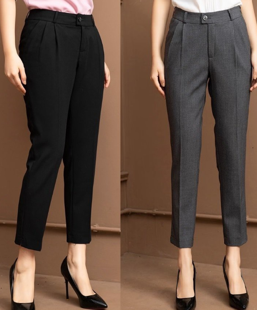 Quần Baggy nữ quần tây công sở dài 9 tấc cạp cao dáng chuẩn