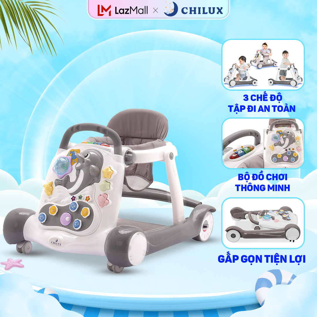  Xe tập đi Chilux Walk G thiết kế không góc cạnh gấp gọn dễ dàng đạt chuẩn châu âu có bàn đồ chơi phát nhạc 
