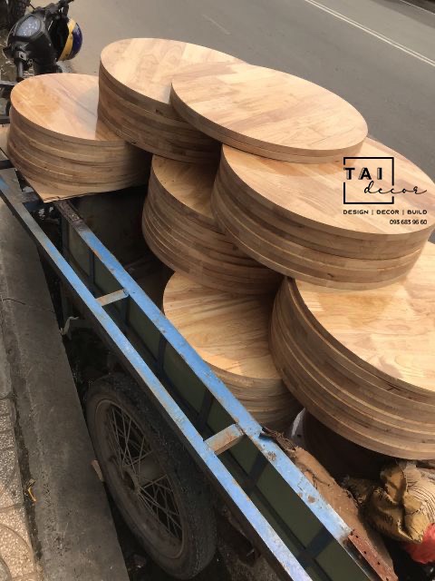 Mặt bàn tròn gỗ cao su cao cấp nhiều ứng dụng