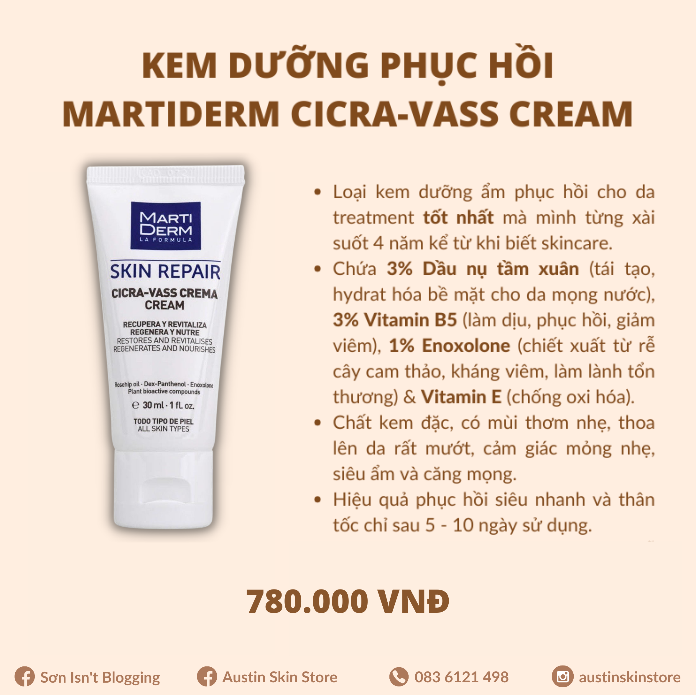 Kem Dưỡng Phục Hồi MartiDerm Cicra-Vass Skin Repair Cream 30ml