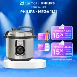 Nồi Áp Suất Điện Philips HD2103/66 (5L)-14 Công Thức Nấu Ăn-Lồng Nồi Bền, Chống Dính-Hàng Phân Phối Chính Hãng