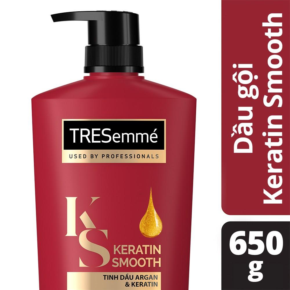 Dầu gội Tresemme Keratin Smooth tinh dầu Argan và Keratin vào nếp suôn mượt 650g