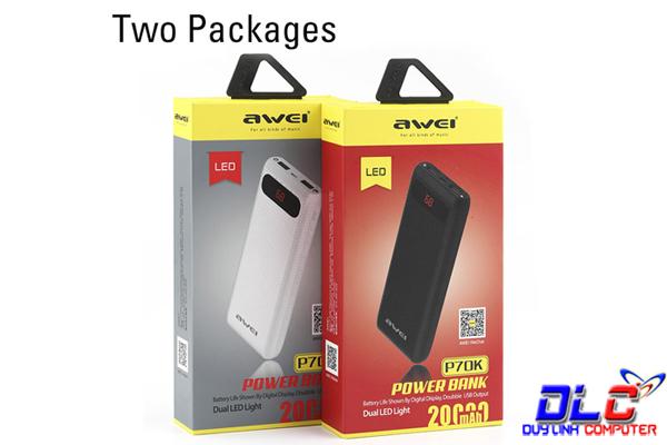 Pin sạc dự phòng awei p70k chính hãng dung lượng lớn 20.000mah