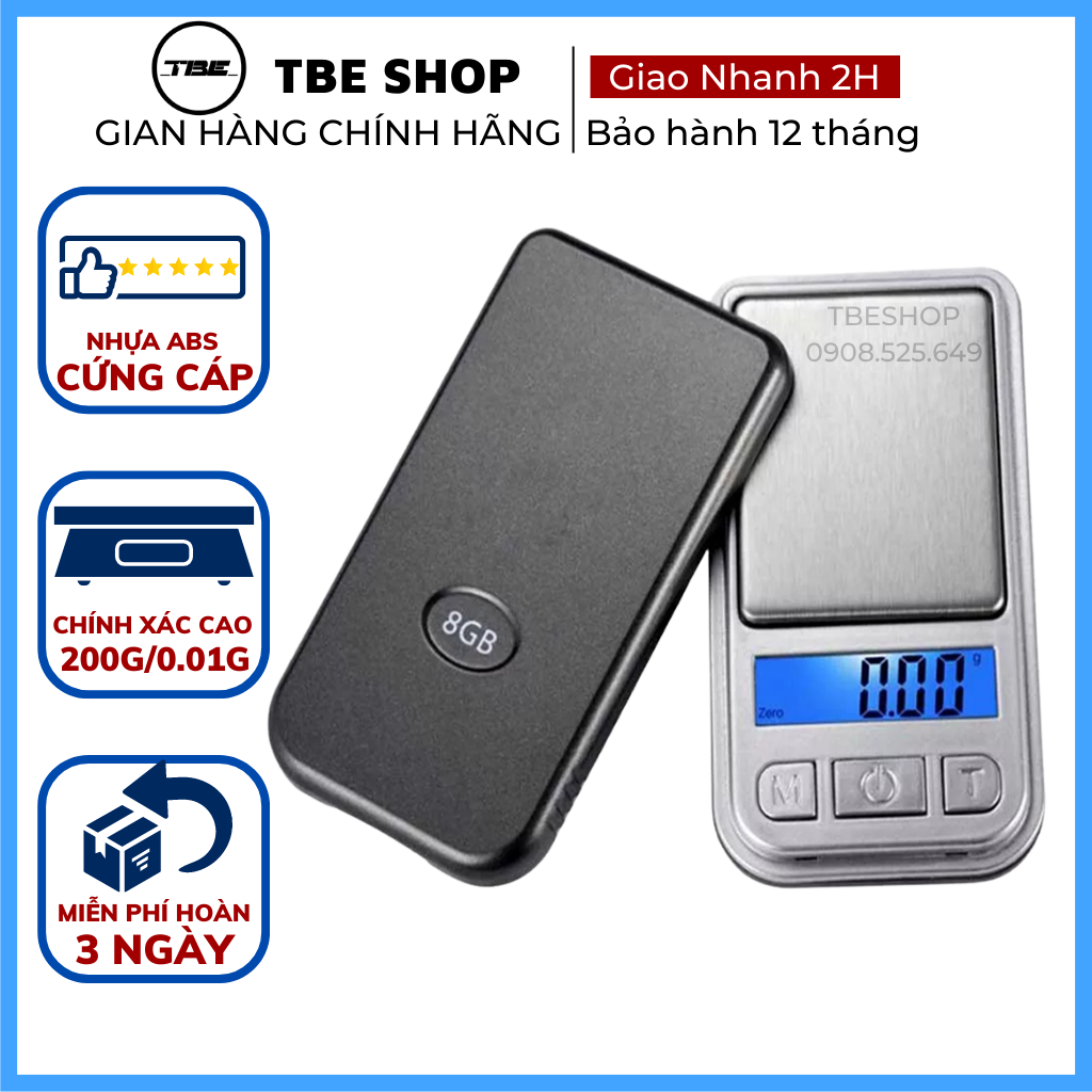 Cân Tiểu Ly Điện Tử Mini 200g 0.01 Kích Thước Nhỏ Gọn Bỏ Túi Độ Chính Xác Cao Bảo hành 1 Năm ( Màu Bạc ) TBE Shop