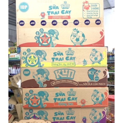 Sữa Kun Đủ Vị Thùng 48 Hộp x 110ml (Dâu/Cam/Socola/mãng cầu/nhiệt đới/nho/trắng)