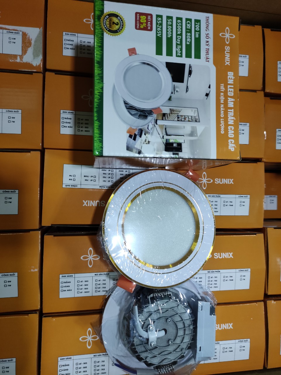 Combo 10 đèn âm trần 7w 3 chế độ sunix cao cấp bảo hành 2 năm
