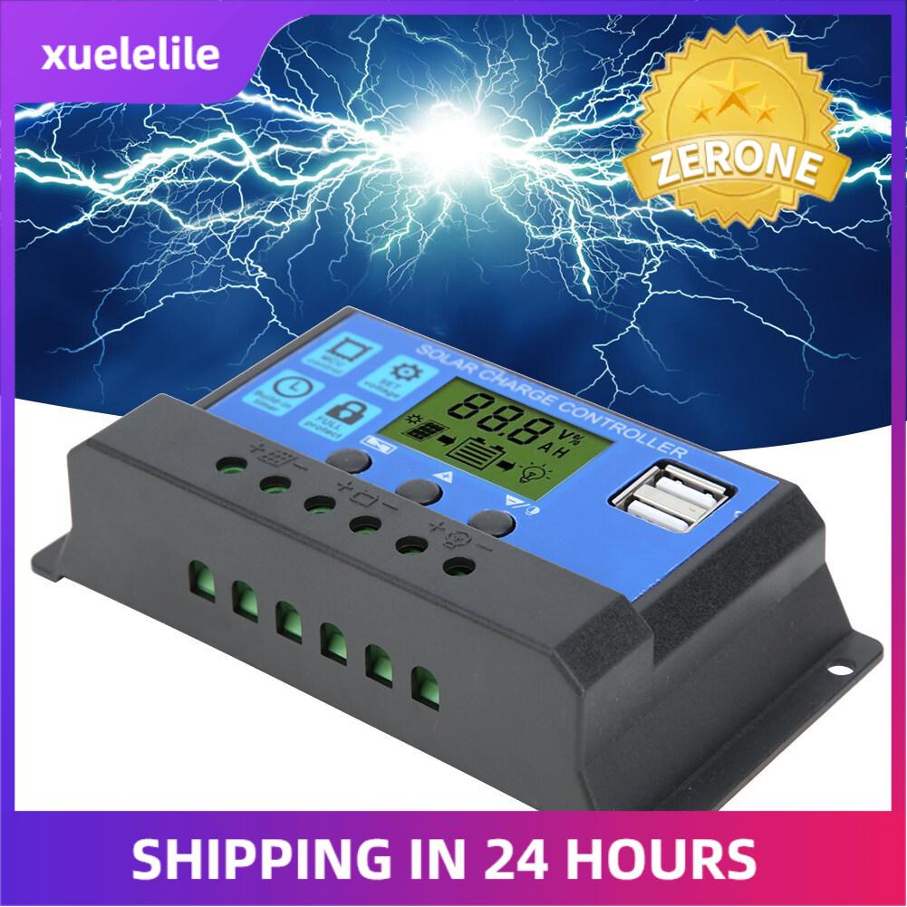 Bảng Điều Khiển Năng Lượng Mặt Trời, Điều Khiển Sạc Pin Màn Hình LCD Đầu Ra USB Kép 12V/24V 30A