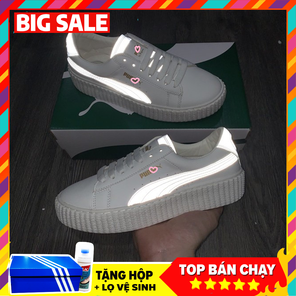 Giày thể thao PM nam nữ - Giày sneaker Mlb màu trắng phàn quang.