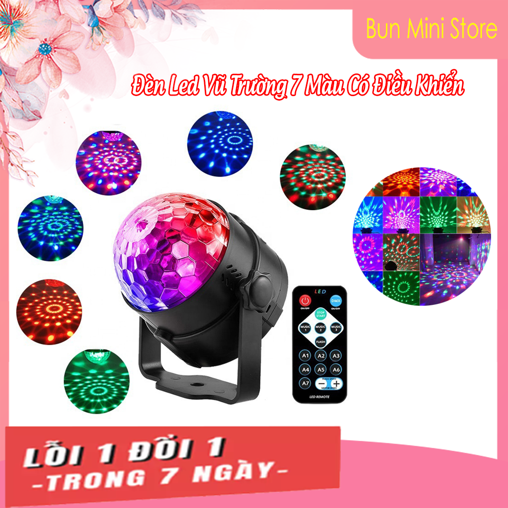 Đèn led xoay 7 màu vũ trường nháy chớp theo nhạc bay phòng sân khấu cảm ứng nhạc - Dễ dàng sử dụng và trang trí