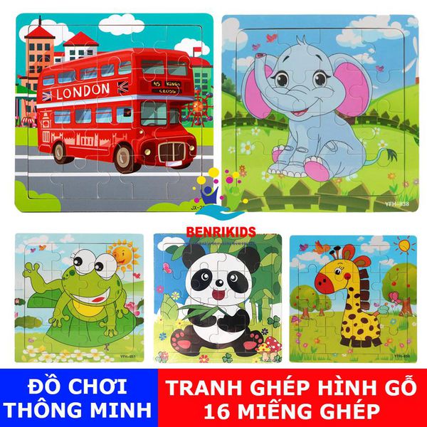 Tranh Ghép Hình Gỗ 16 Miếng Nhiều Chủ Đề