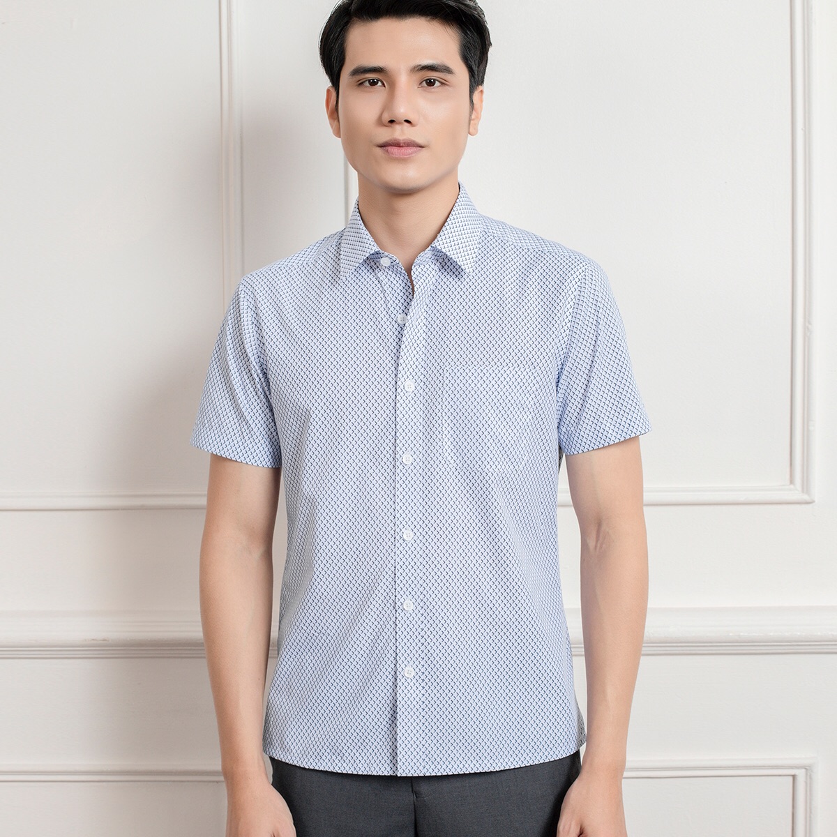 Áo sơ mi ngắn tay nam aristino ass083s1