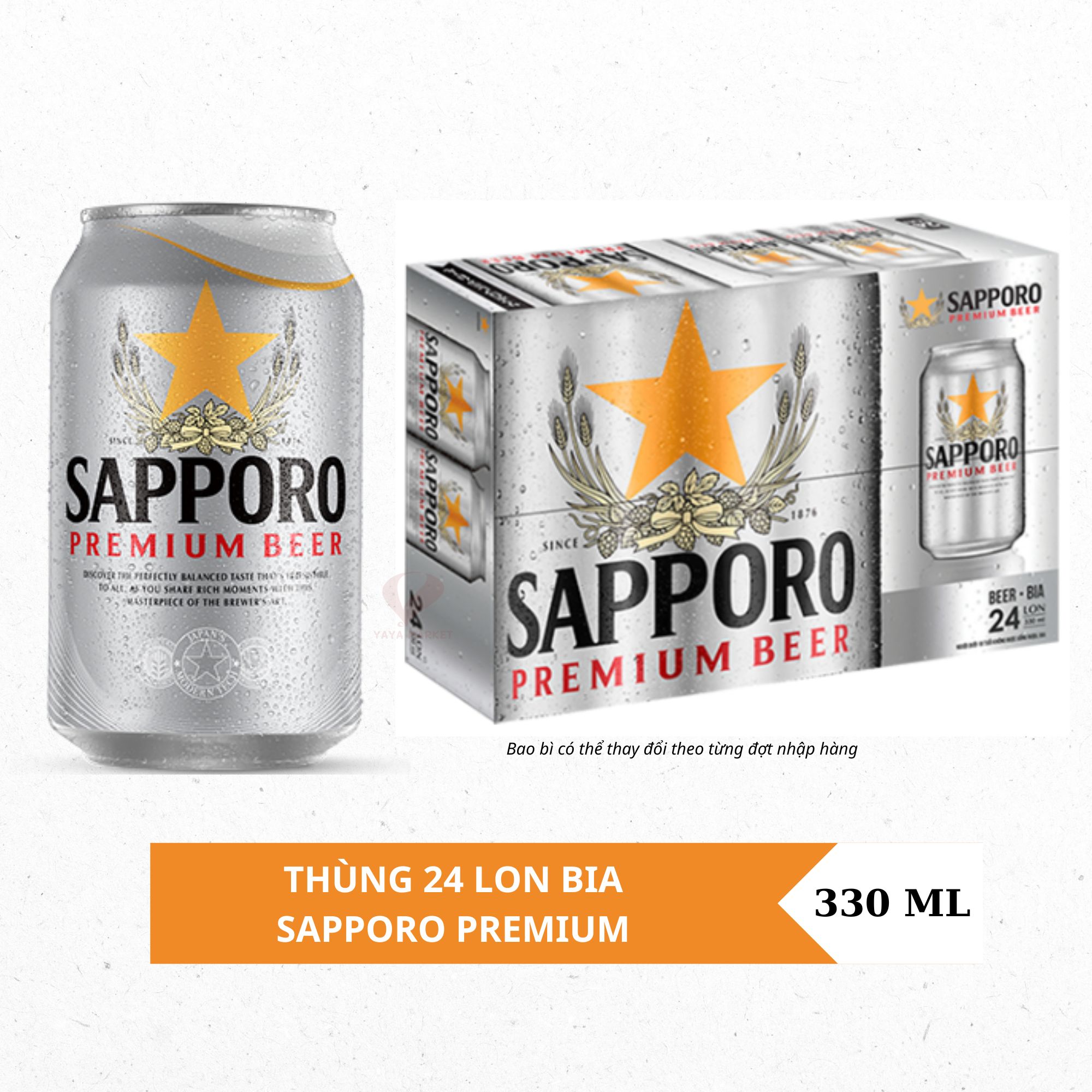 Thùng 24 lon bia Sapporo Premium (330ml/lon) - 5%