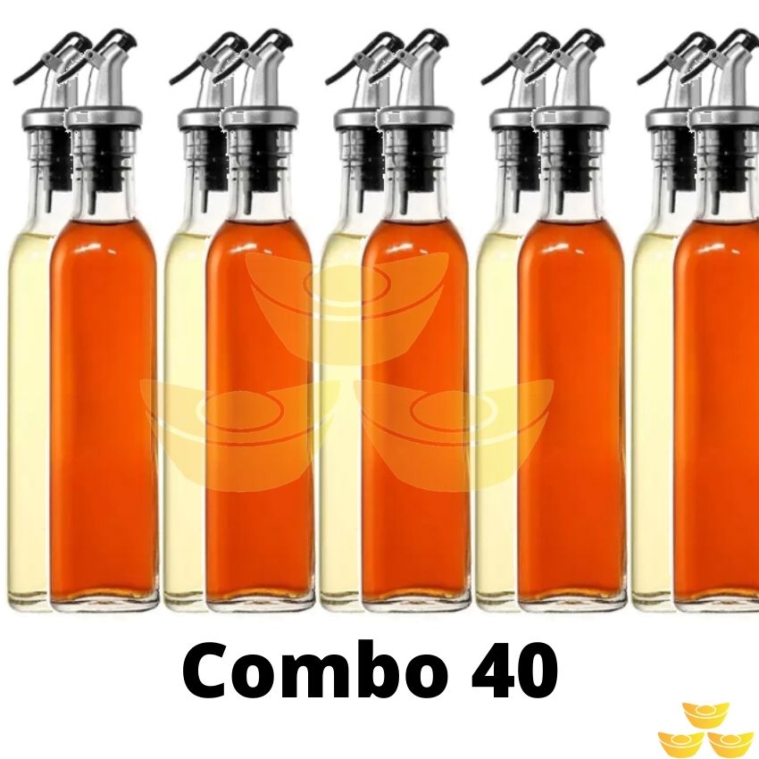 Combo 40 Chai thủy tinh đựng dầu, mật ong, dấm, tinh dầu, siro, nước mắm ăn kèm 40vòi chiết chuyên chai lọ thủy tinh giá sỉ 500 ml 500ml SG-CD500-40