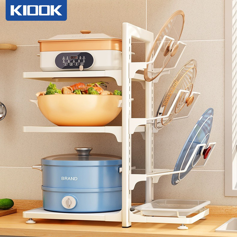 KIOOK Kệ để nồi,kệ để xoong nồi giá nồi,kệ đựng xoong nồi,Giá lưu trữ nồi, kệ bếp, nắp nồi nhiều người, sử dụng đa chức năng của thớt tấm, khung nồi, nắp, chiều cao điều chỉnh