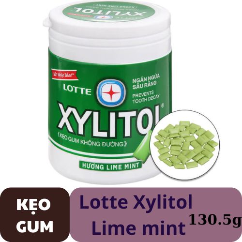  KẸO GUM KHÔNG ĐƯỜNG LOTTE XYLITOL LIME MINT HŨ 130.5GR- 00358 