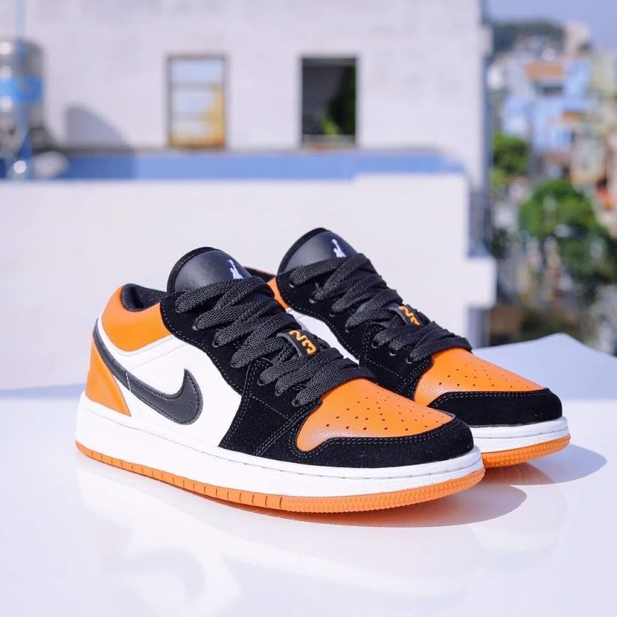 Giày thể thao jordan cam thấp cổ nam nữ giầy sneaker jd1 đen cam bản mới hot hit 2022