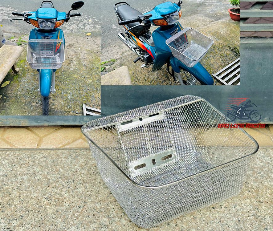 Rổ lưới inox xiken gắn xe máy wave nhỏ wave rs a100 mẫu gắn đa năng hàng chất lượng