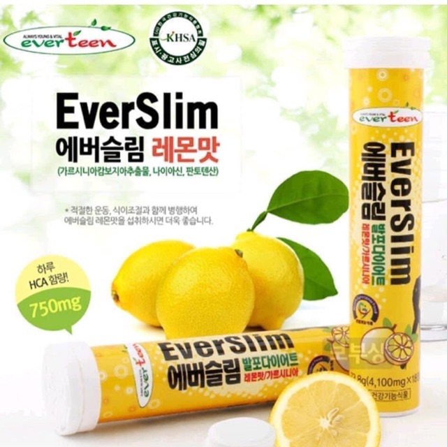 [HCM]Viên sủi giảm cân EverSlim Hàn quốc - giảm cân đẹp da tự nhiên Tuýp 18 viên