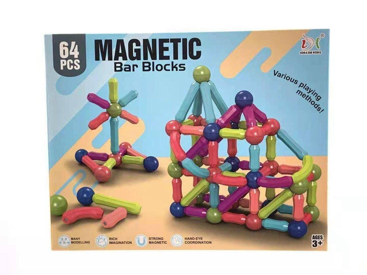 Bộ xếp hình nam châm, lego thông minh que từ tính Magnetic Sticks - Phát triển tư duy - Hút cực mạnh