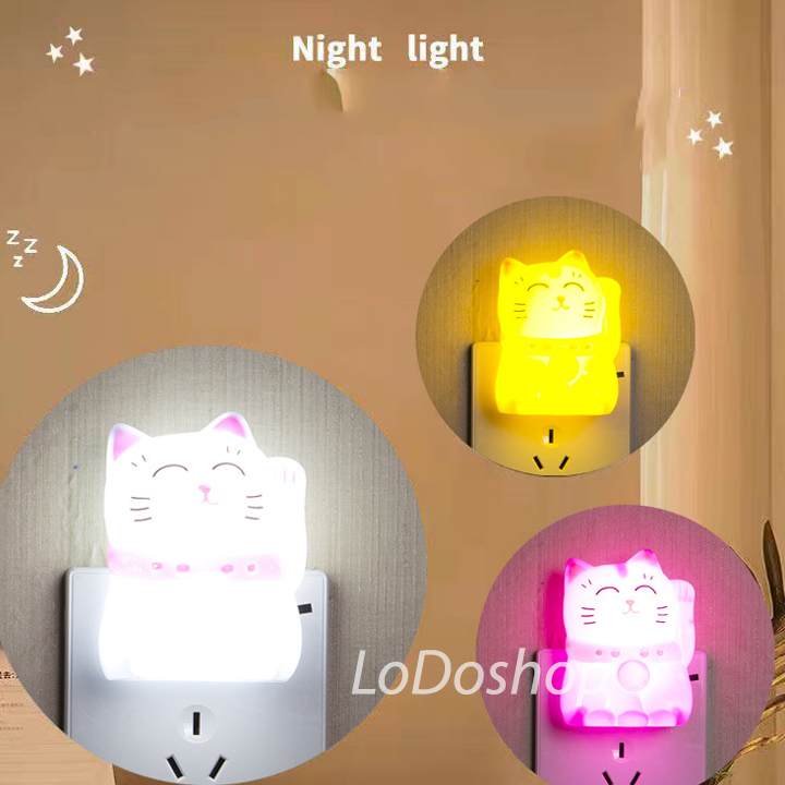 Đèn ngủ 3W ánh sáng trắng dịu nhẹ tiết kiệm điện hình mèo thần tài vẫy tay may mắn - Đèn ngủ cute - Đèn ngủ dễ thương - Đèn led siêu sáng giá rẻ - Đèn ngủ led đẹp