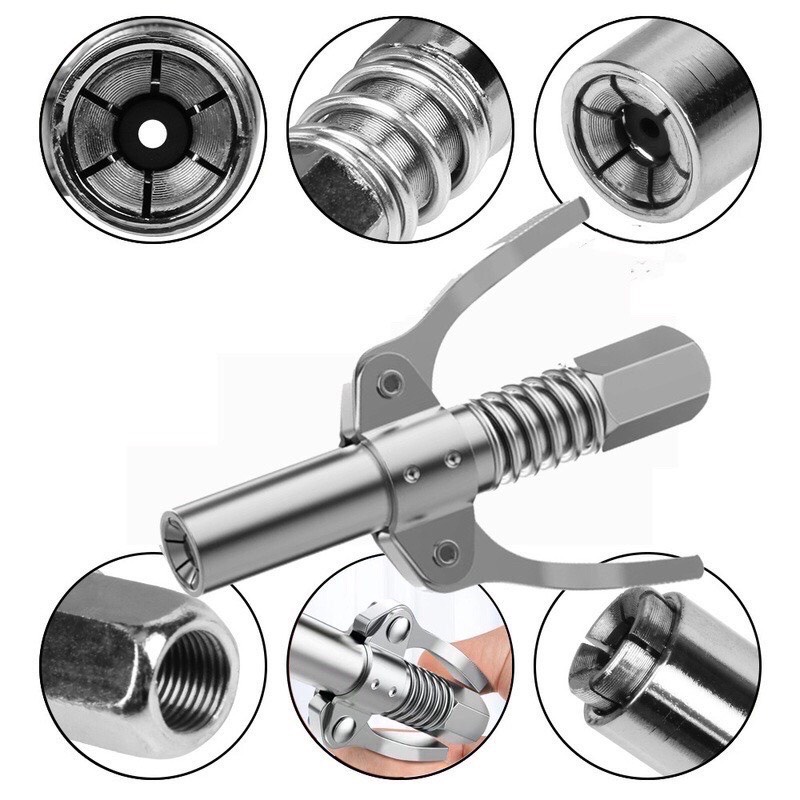 Đầu bơm mỡ bò bôi trơn áp suất cao dạng kẹp khóa tiện dụng cho tất cả các thiết bị máy móc ô tô xe tải máy móc.
