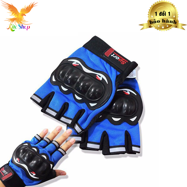Găng tay xe máy găng tay phượt Sport hở ngón có gù bảo vệ tay Chất liệu Vải nỉ và Cao su tự nhiên Độ ma sát cao