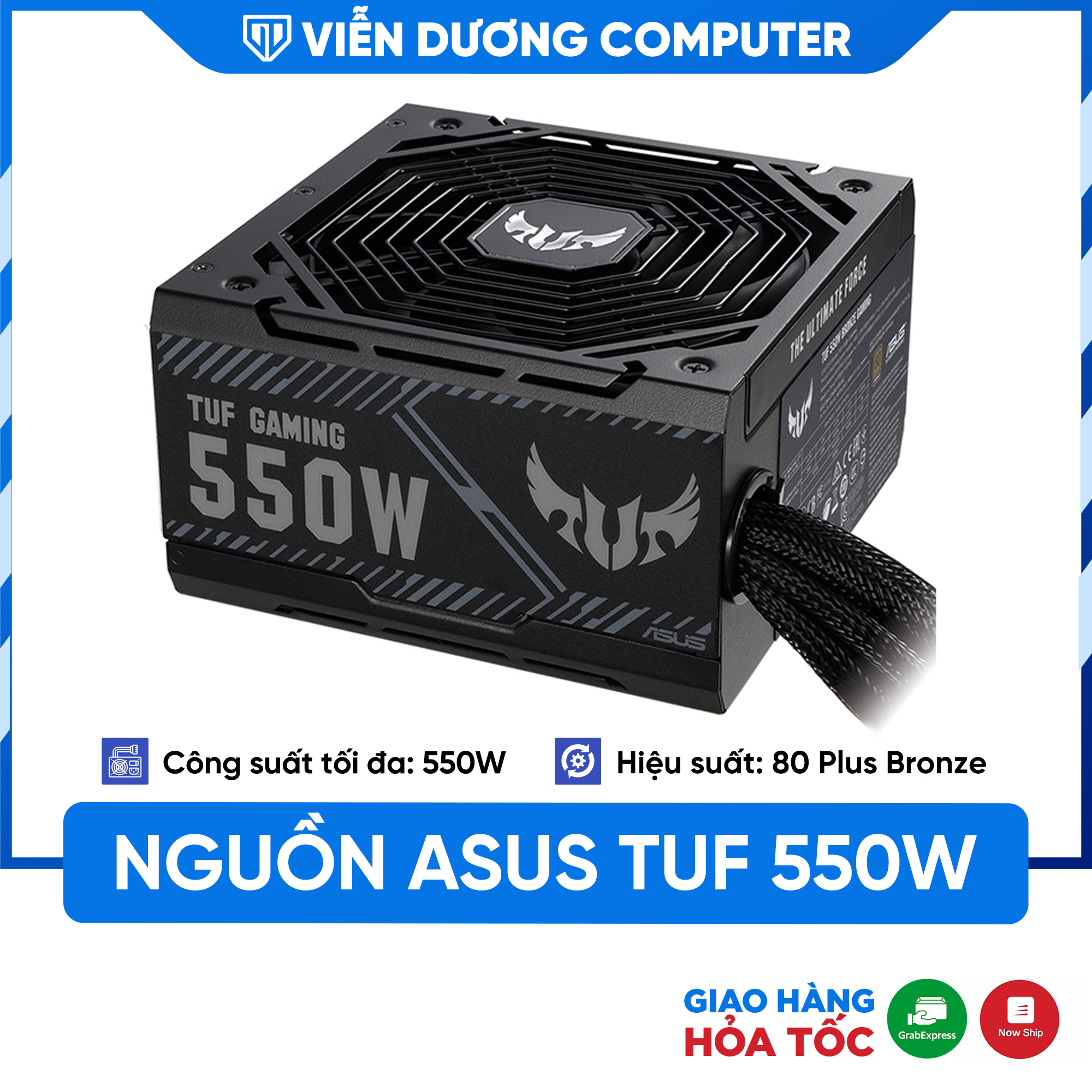 Nguồn máy tính asus tuf gaming 550w màu đen 80 plus bronze