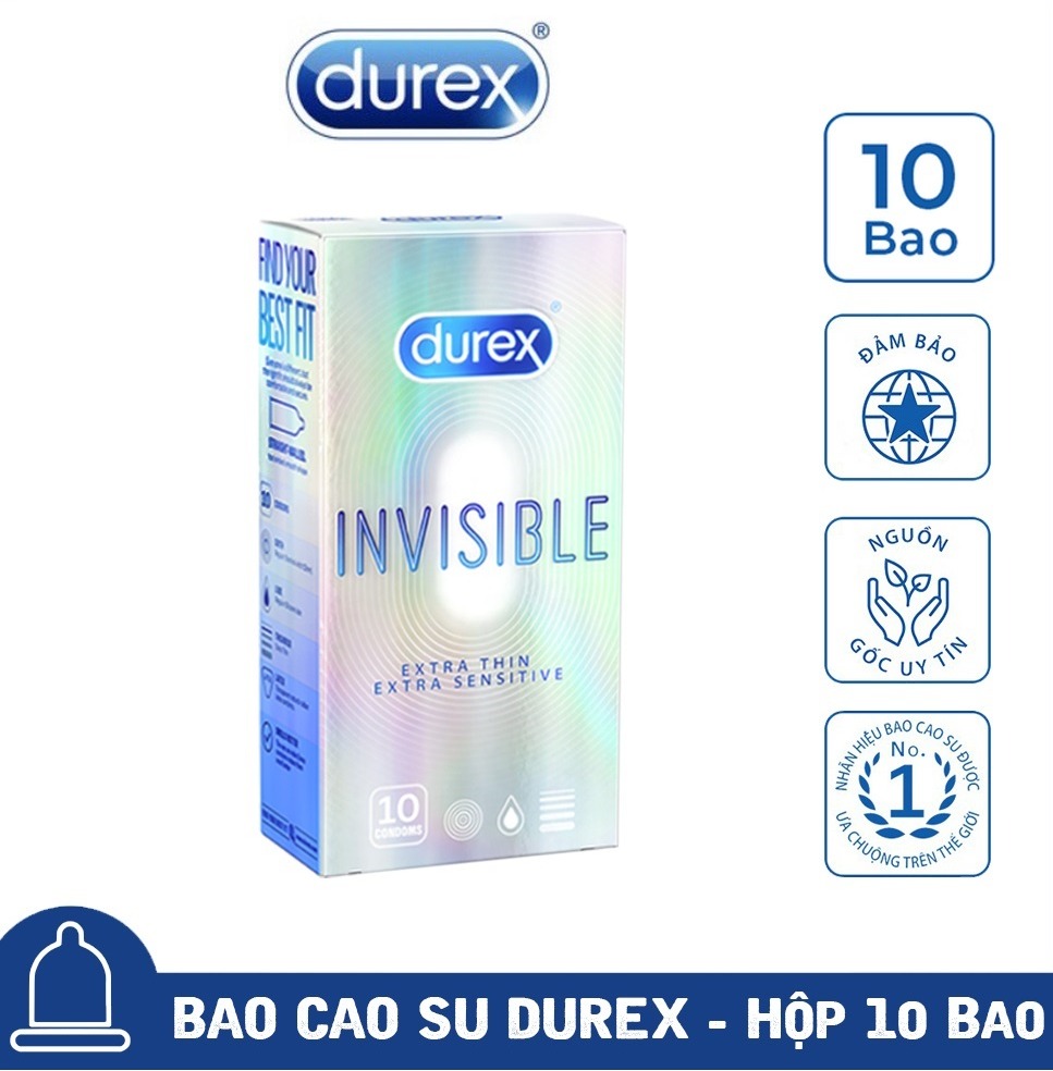 Bao cao su Invisible Extrathin 10 bao siêu mỏng tăn cảm giác. Hàng Chính hãng chống rách mỏng siêu chắc chắn