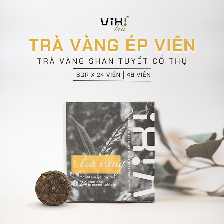 Vixi - Trà vàng shan tuyết cổ thụ - Ép viên 6gr x 24, 6gr x 48 - 144gr/hộp, 288gr/hộp