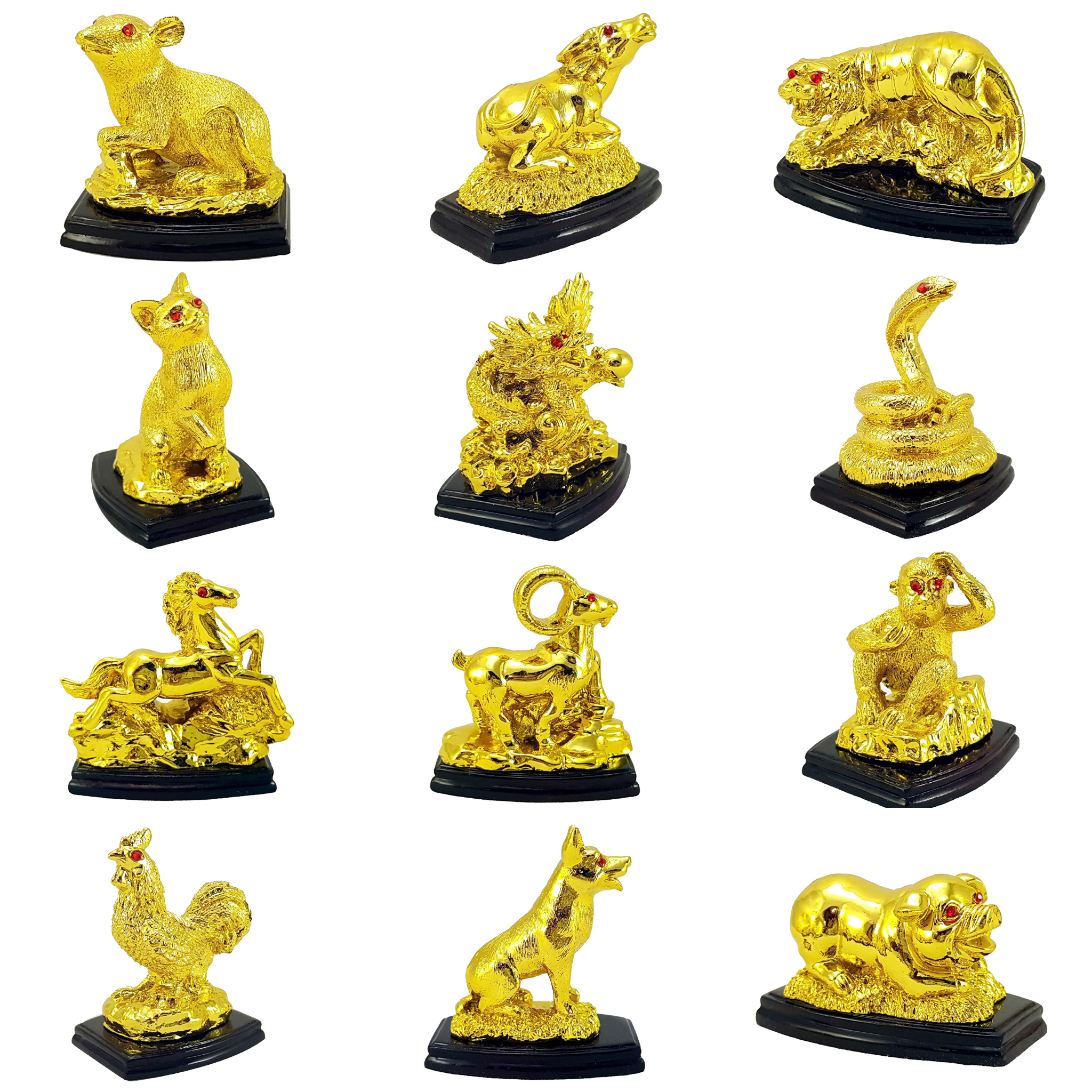 Tượng 12 Con Giáp phong thủy mạ vàng ảnh nhủ