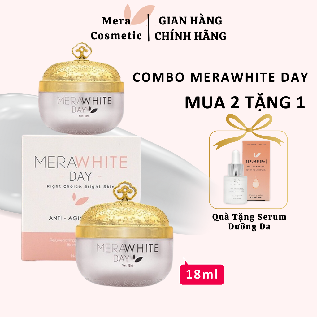 Combo 2 Kem Dưỡng Trắng Da Ban Ngày MERA WHITE DAY 18ml Chống Lão Hóa Mờ Nám Da Sáng Tự Nhiên