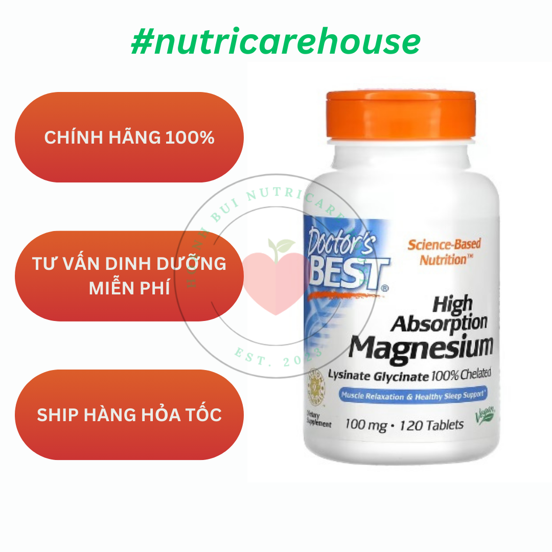 Doctor's Best, High Absorption Magnesium, 100 mg, 120  viên nén - NĂNG LƯỢNG VÀ GIẤC NGỦ