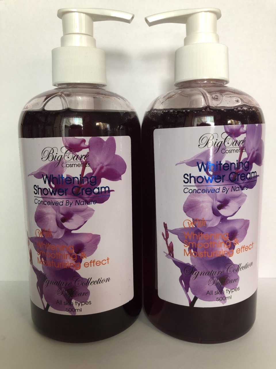 2 Sữa Tắm Dưỡng Da Thảo Mộc BigCare 500ml Trong Suốt Tặng Kèm Bông Tắm